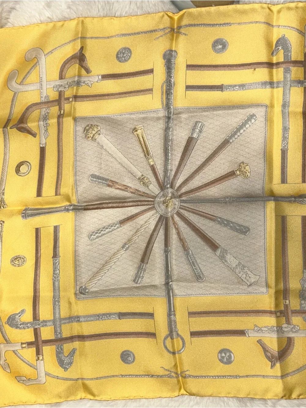 Hermes Yellow La Nature Silk Scarf- GREAT CONDITION